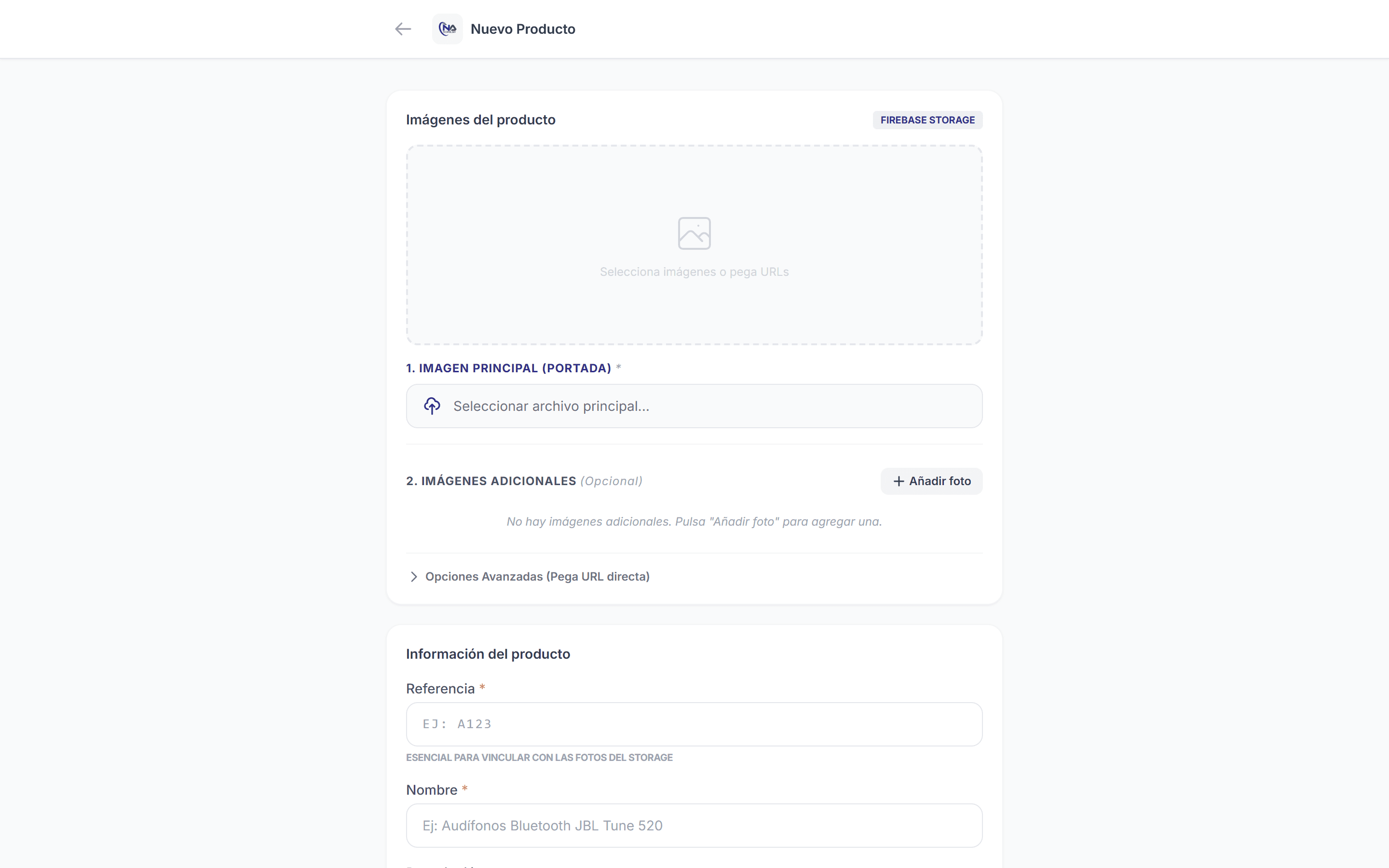 Formulario de Alta de Nuevo Producto